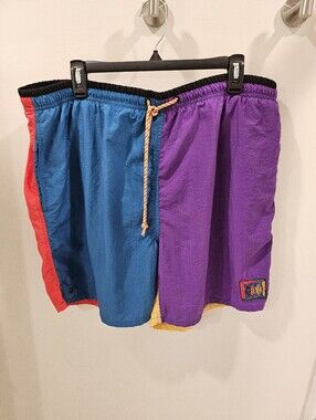 Men's L VTG Weekends Beachwear Swim Trunks Colorblock